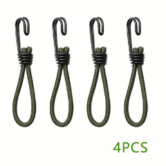 4pcs Camping Tent Elastic Rope With Hook Fixed Binding Belt