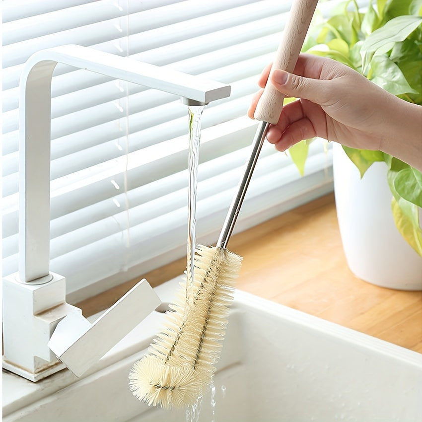 Water Bottle Cleaner Bamboo Handle Cleaning Brush