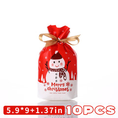 10pcs Christmas & Year Drawstring Bags Ideal for Gift Packing & Candy Baking