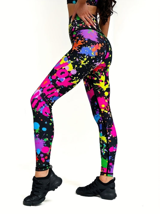 Graffiti Yoga Leggings High Waist Tummy Control Butt Lifting Pants