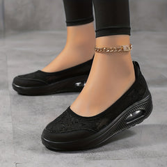 Women's Lace Slip on Walking Shoes Air Cushion Chunky Sneakers