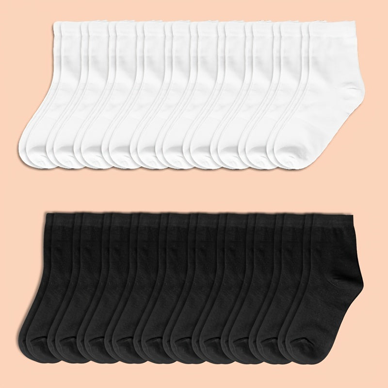10 20 30 Pairs Solid Sports Socks Women's Stockings