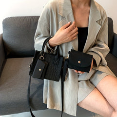 Felt Square Shoulder Bag with Mini Purses