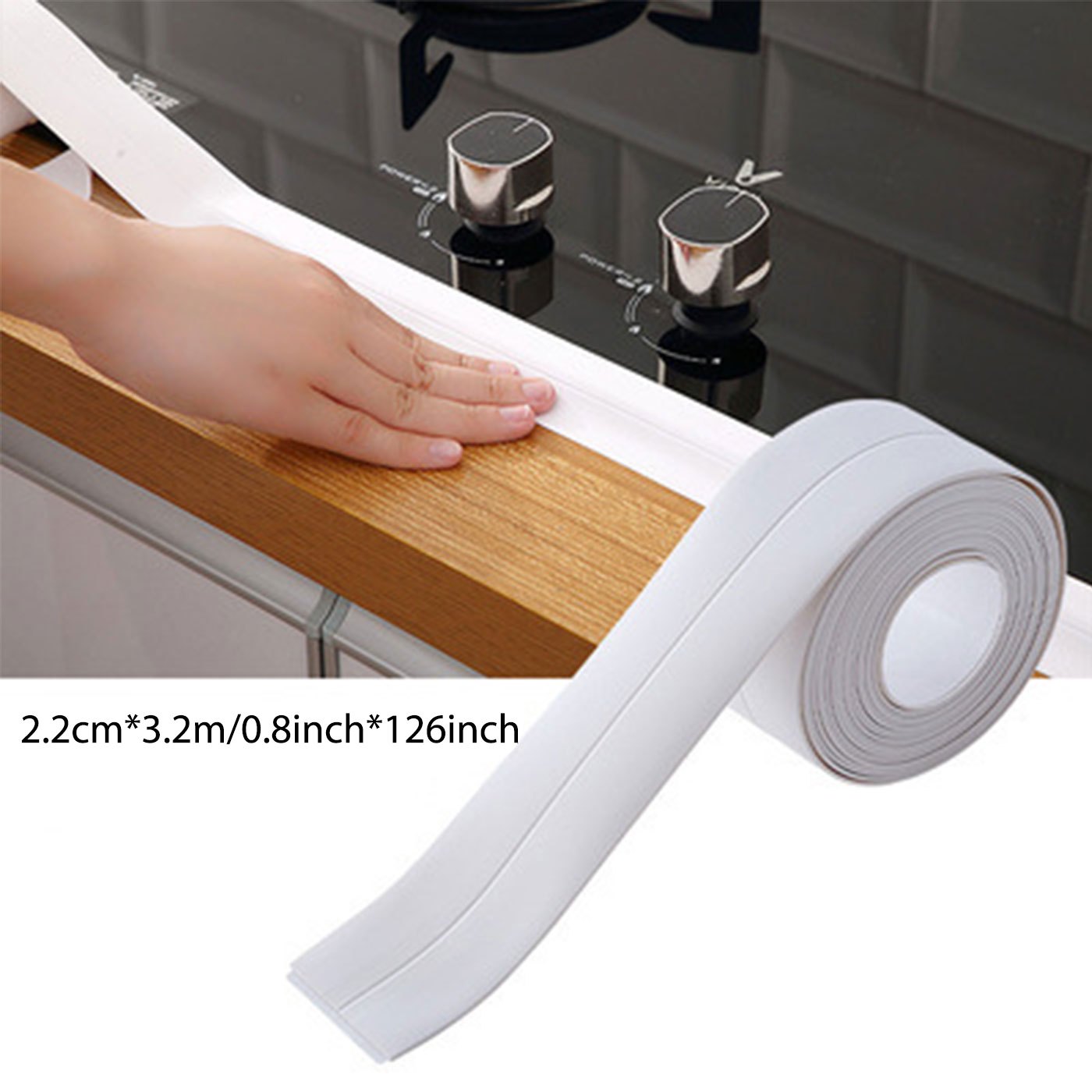10.4ft Self Adhesive PVC Waterproof Sealing Strip Tape for Bathroom Sink Bath