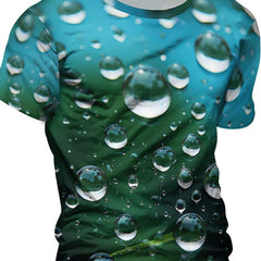 Men's Water Drop Print Short Sleeve T-shirt for Summer