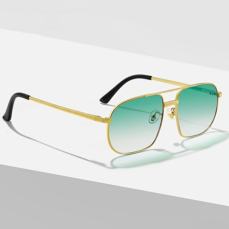 Square Metal Sun Glasses Gradient Double Bridge Punk Eyewear