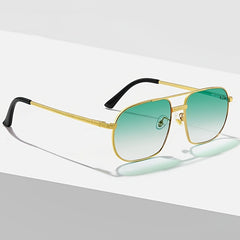 Square Metal Sun Glasses Gradient Double Bridge Punk Eyewear