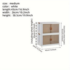 Foldable Storage Box w/ Wheels & Doors - Stackable Clothes Storage