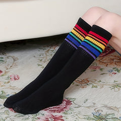 Colorful Striped Knit Socks for Girls