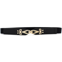 Geometric Flower Buckle Belt Elastic Thin Waistband Vintage Women Coat Belts