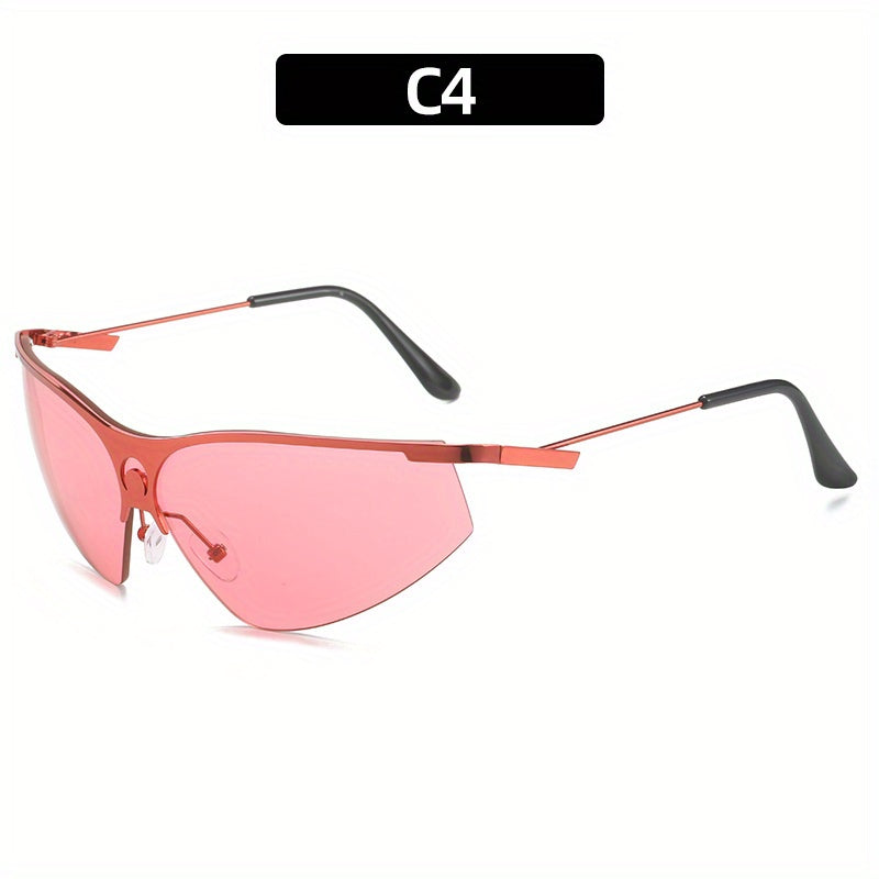 Y2K Mirror Lens Sunglasses Futuristic Crescent Moon Decor Glasses UV400