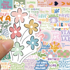 50pcs Cute Cartoon English Phrase Stickers for Kids, Scrapbooking, and Crafts