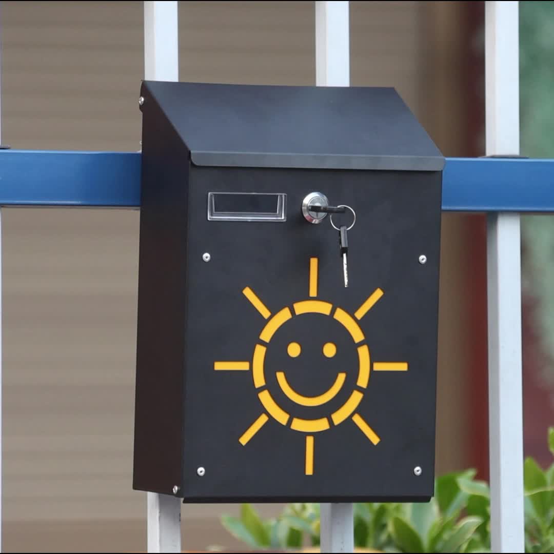 Metal Lockable Wall Letter Box Sun Rain Proof Home Mailbox
