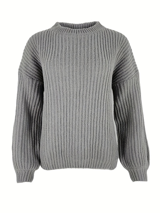 Versatile Knit Pullover Sweater Crew Neck Long Sleeve Women's Clothing