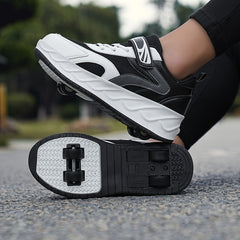 Boy's Wheel Skate Sneakers With Hook & Loop Fastener
