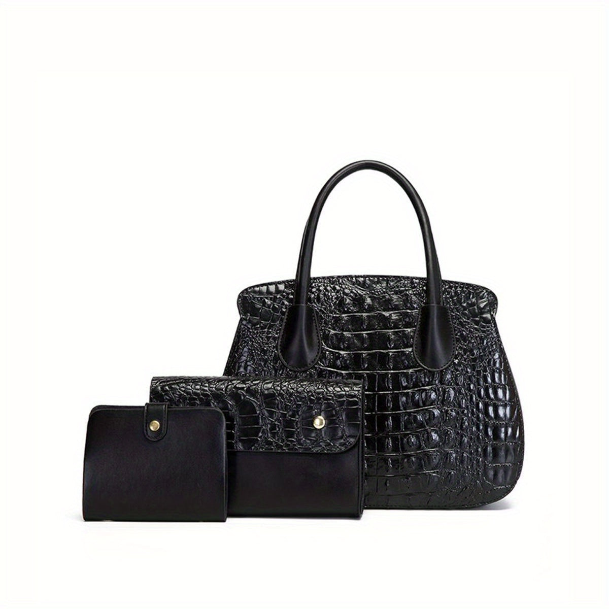Crocodile Embossed Handbag Tote Bag Combo Set