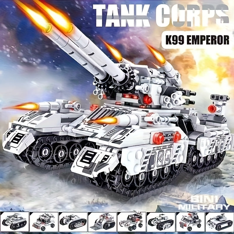 1628pcs Military Tank 8 in 1 Assembly Model High Difficulty Study Room Decor