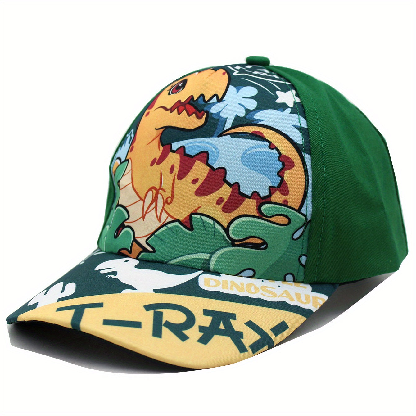 Dinosaur Embroidery Print Wide Brim Baseball Cap