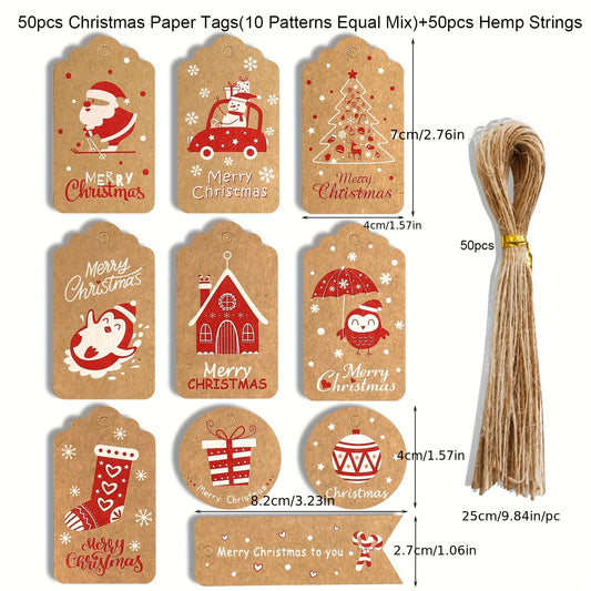 50pcs Christmas Tags Hanging Card Christmas Decoration Tags