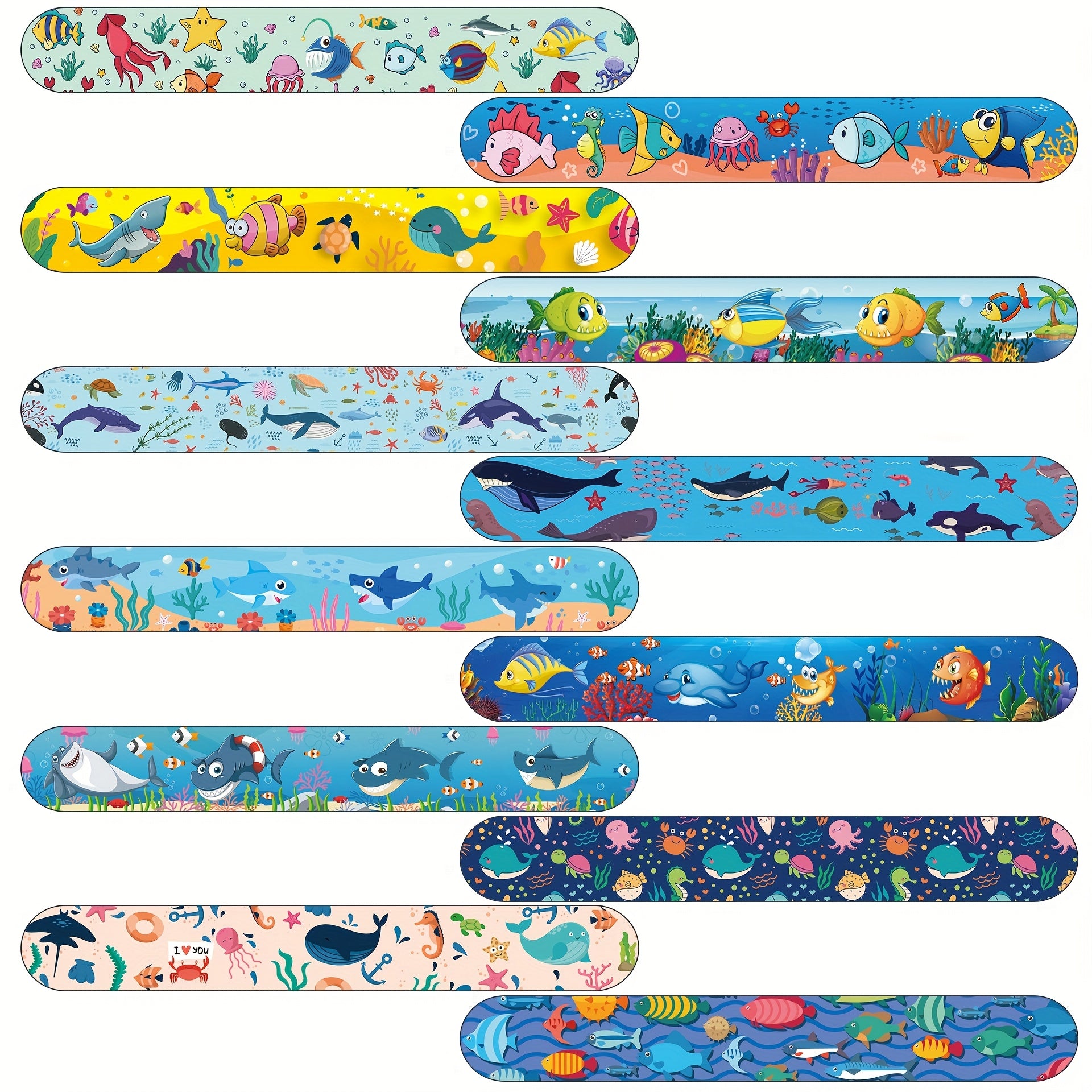 12pcs Ocean Animal Slap Bracelets Marine Life Design Party Favors