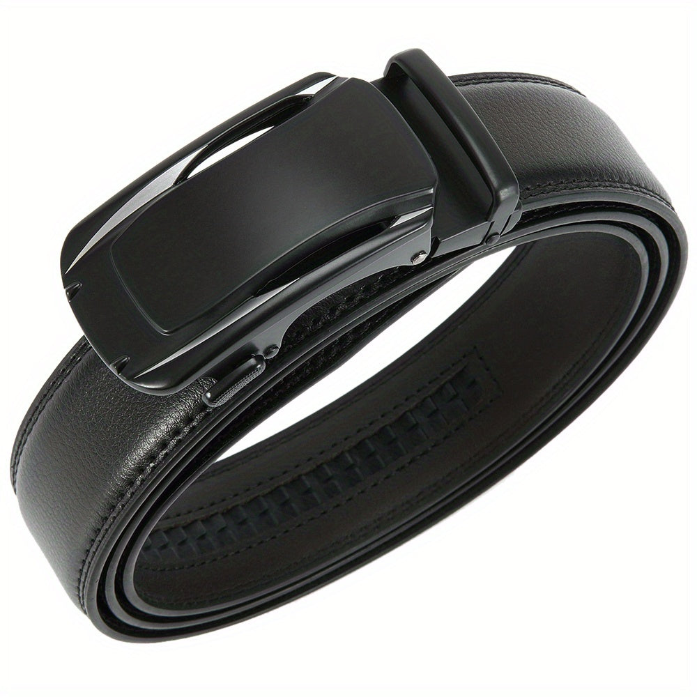 Men's Leather Ratchet Buckle Slide Belt For Dress Casual