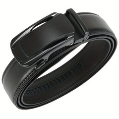 Men's Leather Ratchet Buckle Slide Belt For Dress Casual