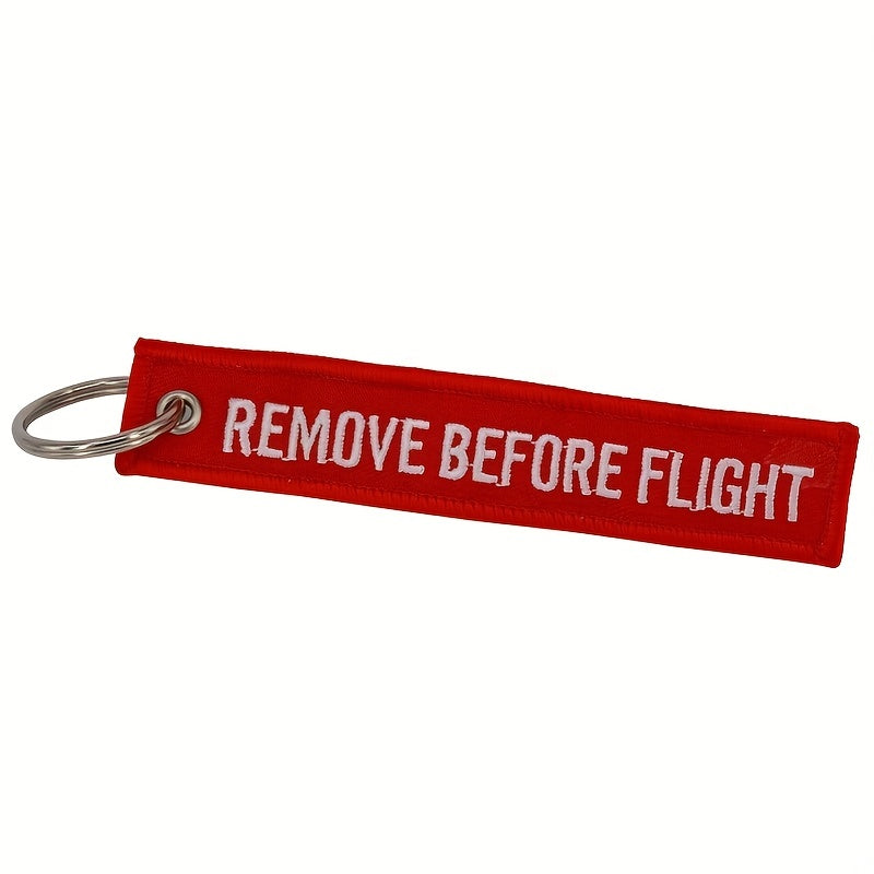 3PCS Remove Before Flight Aviation Embroidery Key Tag Key Chain Red