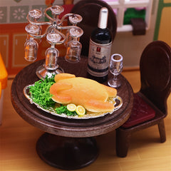 Dollhouse Wine Rack and Glass Models DIY Pocket Living Room Scene