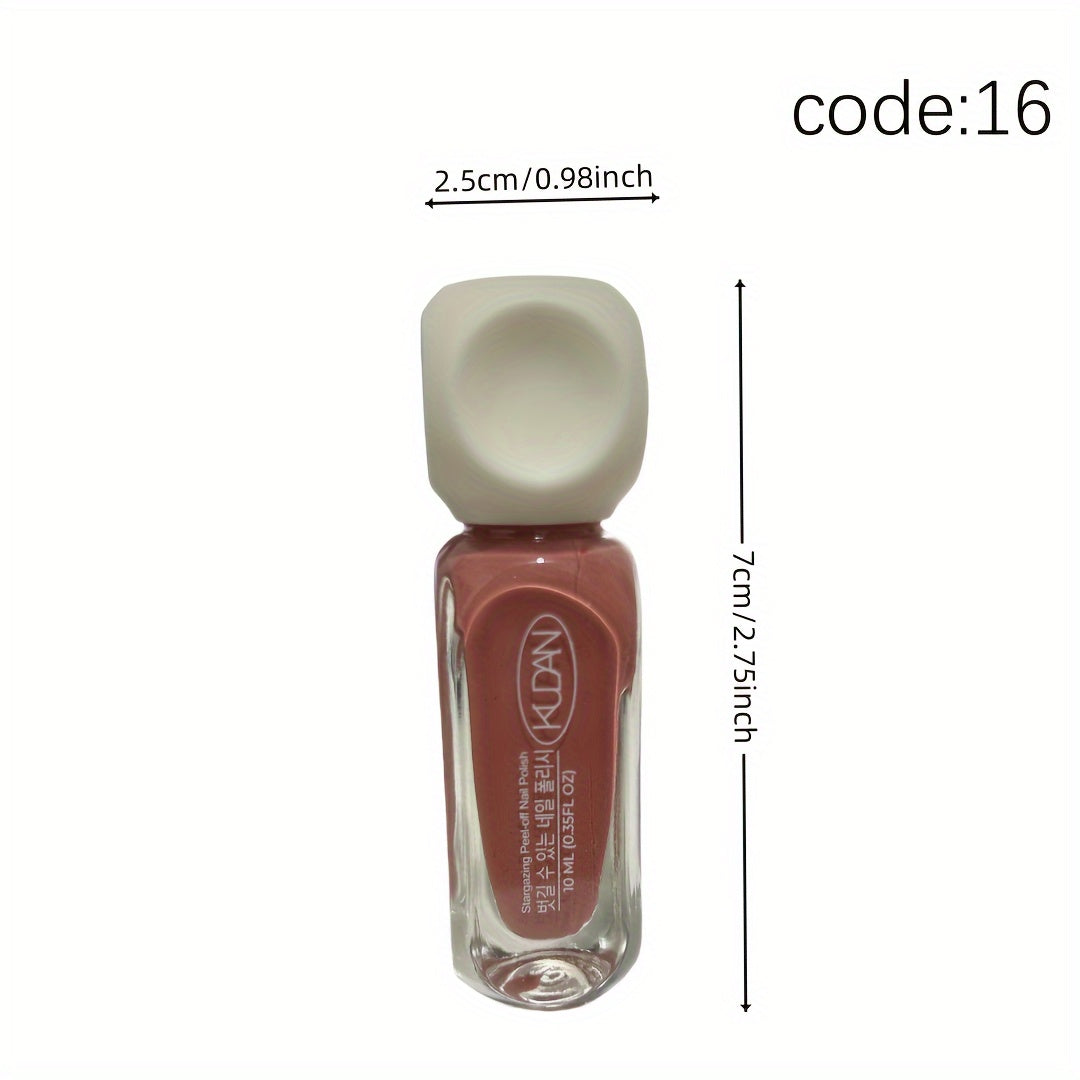 Kuda 10ml Quick Dry Water Based Peelable Nail Polish No Bake Odorless Solid