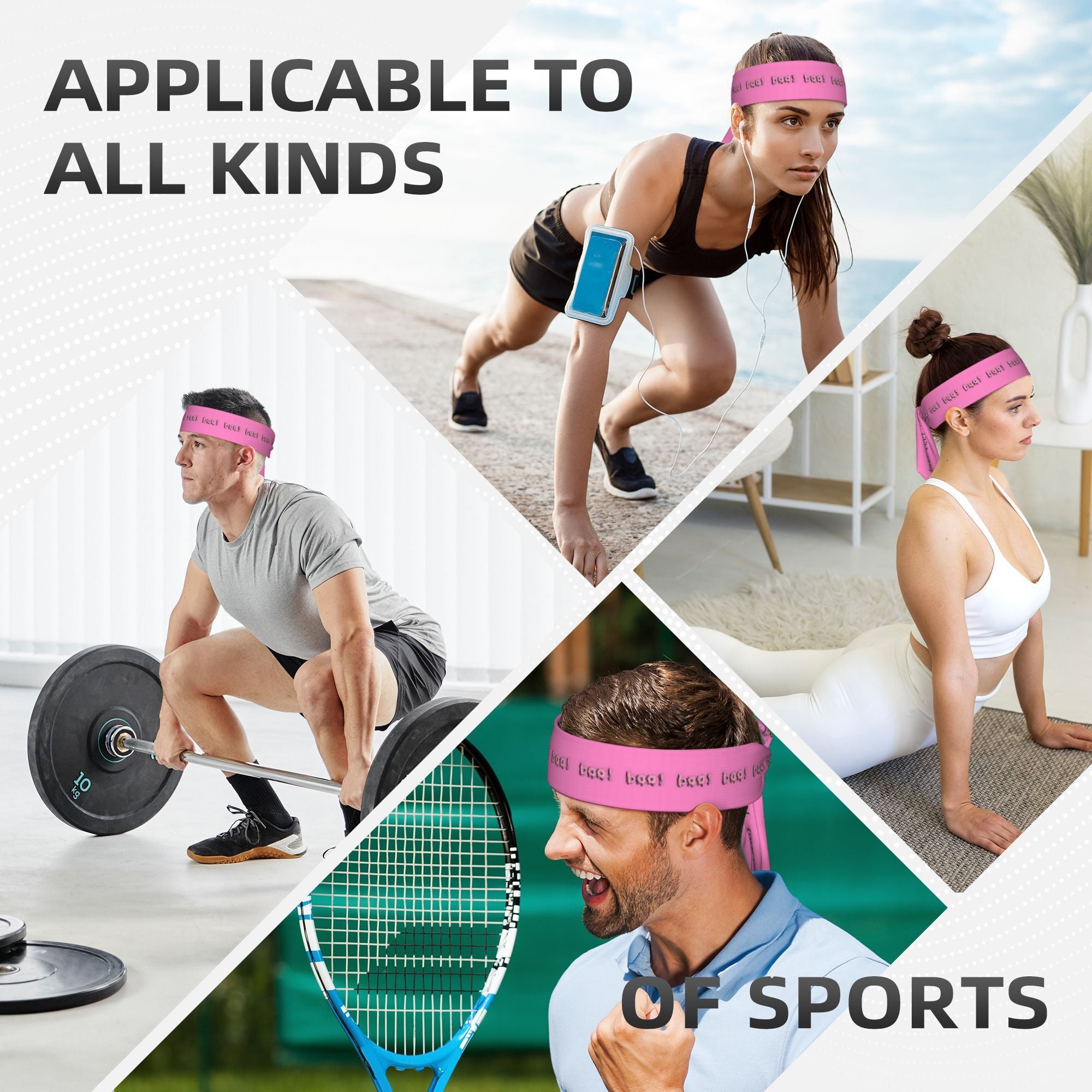 Bright Pink Non Slip Workout Headband Sweat Wicking Stretchy & Breathable