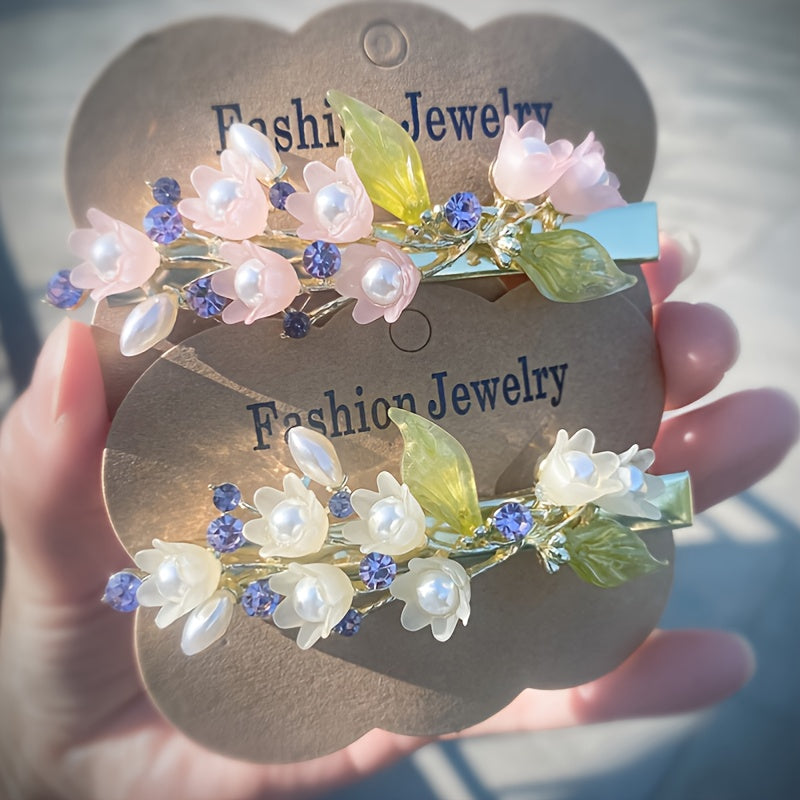 Lily of the Valley Hairpin Spring Clip Leaf Flower Headwear