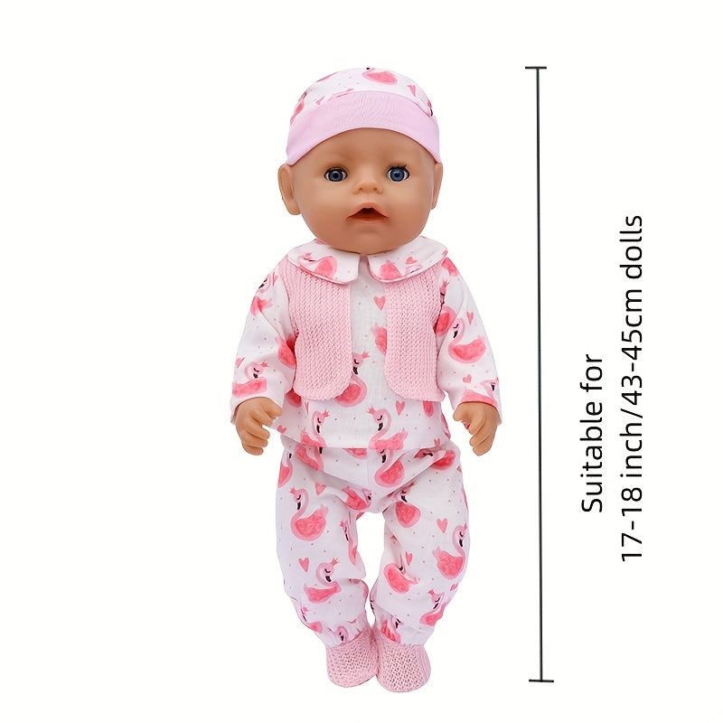 Doll Outfit Set 17 18 Inch Doll Clothing Pink Patterned 43 Polyester Fabric