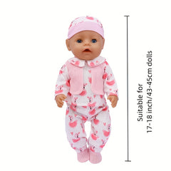 Doll Outfit Set 17 18 Inch Doll Clothing Pink Patterned 43 Polyester Fabric
