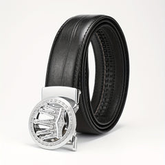 Men's Rhinestone Crown Auto Buckle PU Leather Belt