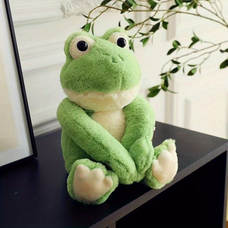 Big Eyed Frog Plush Toy Soft Green Stuffed Animal Eyes Desktop Sofa Decor