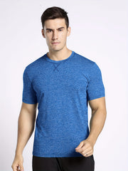 Men's Solid Knit T-shirt Soft Mid Stretch Crew Neck Tee Top
