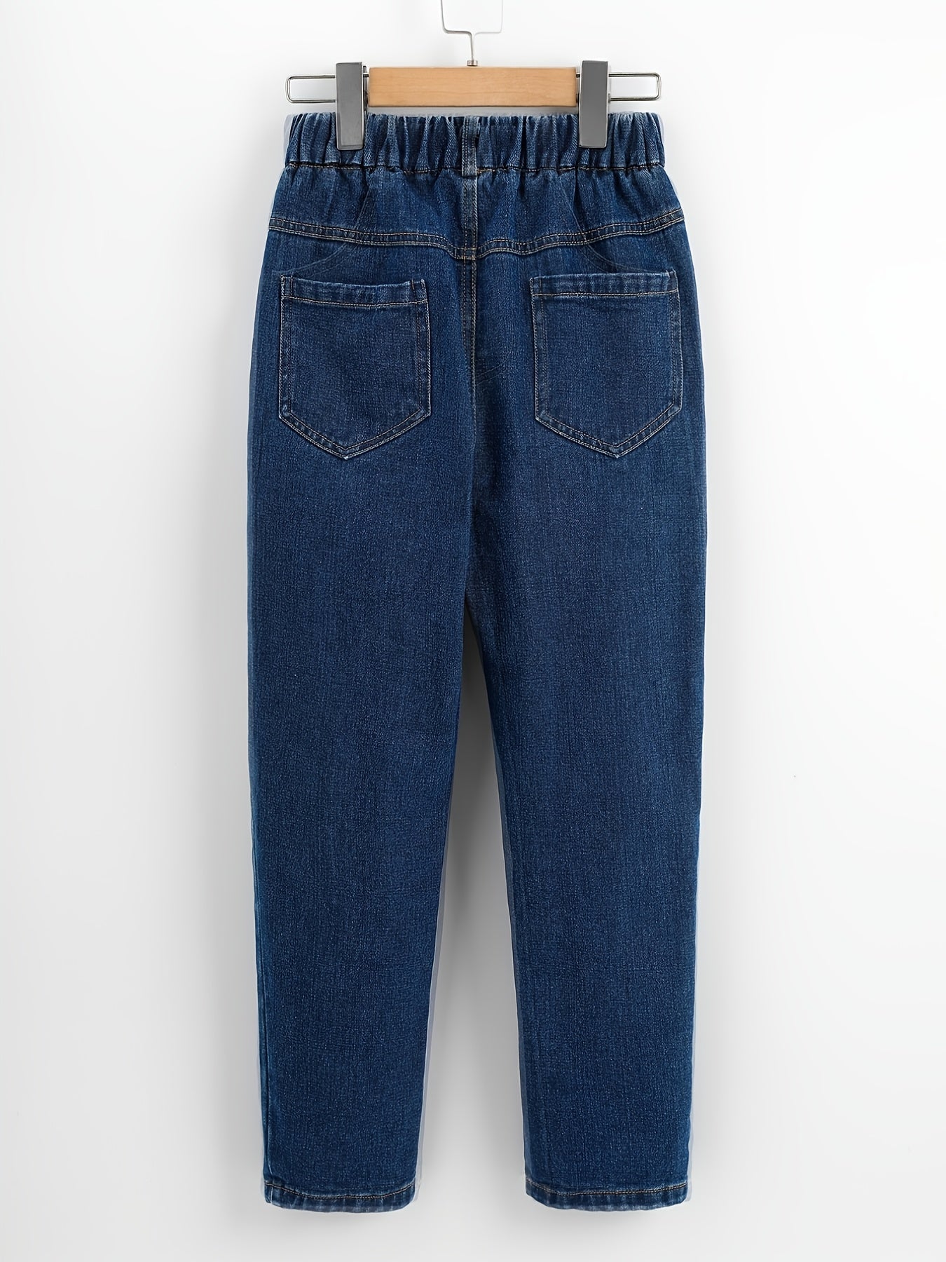 Girls Fit Jeans Solid Elastic Waist Pants Kids Clothes