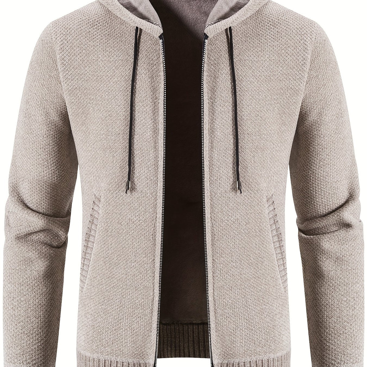 Men's Full Zip Casual Fleece Lined Hooded Cardigan Jacket Coat
