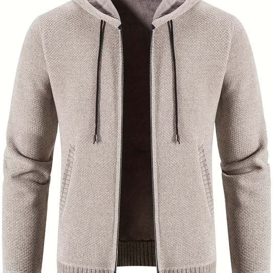 Men's Full Zip Casual Fleece Lined Hooded Cardigan Jacket Coat