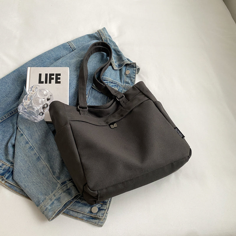 Large Capacity Canvas Tote Bag with Pockets and Zipper