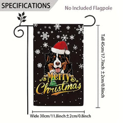 Christmas Garden Flag Mountain Dog Santa Hat Pattern 12x18 Holiday Decor