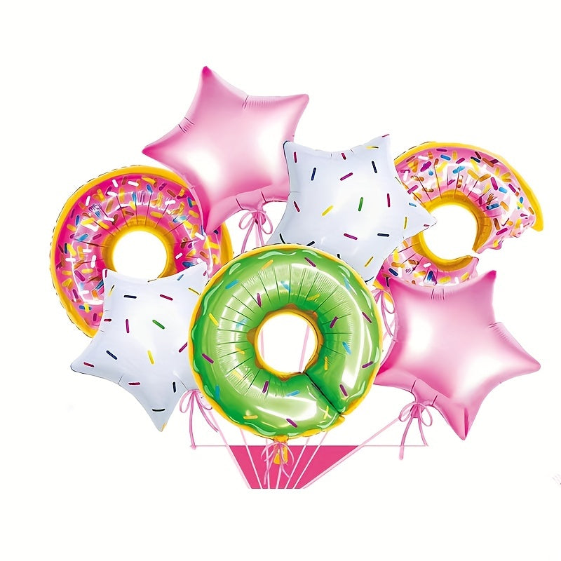 7pcs Donut Aluminum Balloons Set for Birthday Party