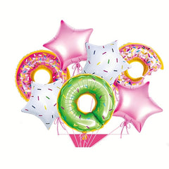 7pcs Donut Aluminum Balloons Set for Birthday Party