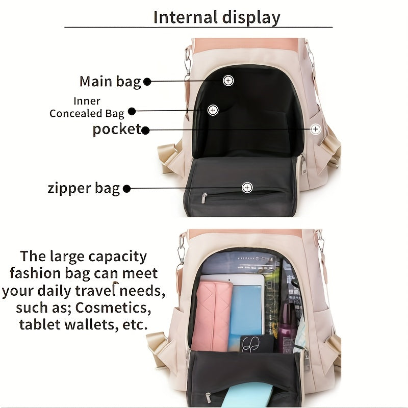 Large Capacity Flower Embroidery Nylon Backpack