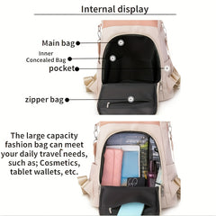 Large Capacity Flower Embroidery Nylon Backpack