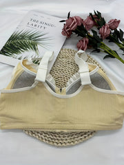Lace Wireless Zipper Push Up Bra