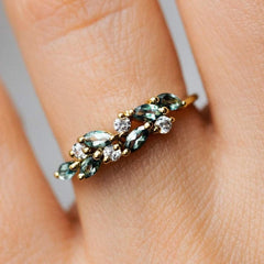 Zircon Inlaid Promise Ring 18K Plated Engagement Women's Gift