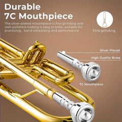 KALUOLIN TR8335 Professional B flat Trumpet Brass Lacquered Instrument