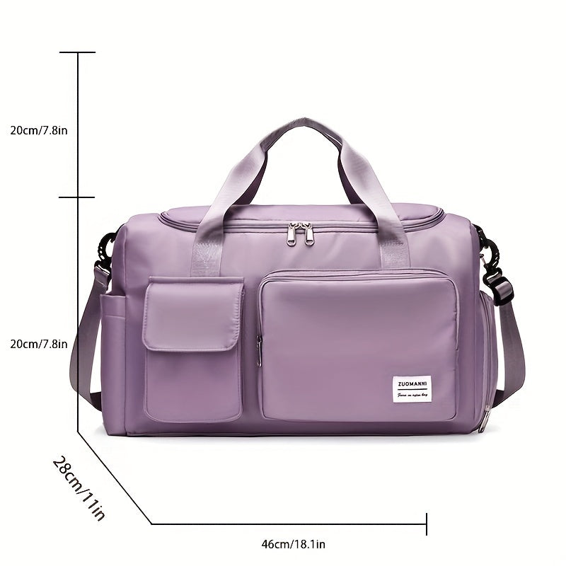 Large Capacity Weekend Bag with Side Shoe Pocket and Double Handles