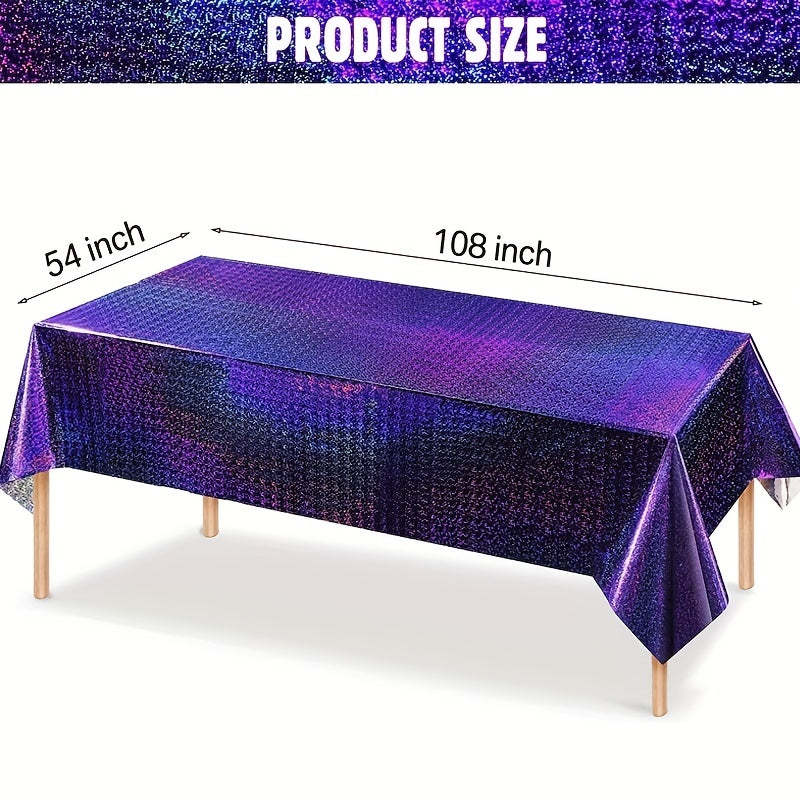Iridescence Plastic Tablecloths 137x274cm Laser Table Covers Holographic Foil